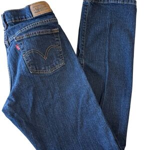 Levi's 505 Women’s Mid Rise Straight Leg Jeans Dark Blue Wash Size 6M Stretch